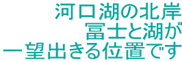 河口湖の北岸 　　冨士と湖が 一望出きる位置です